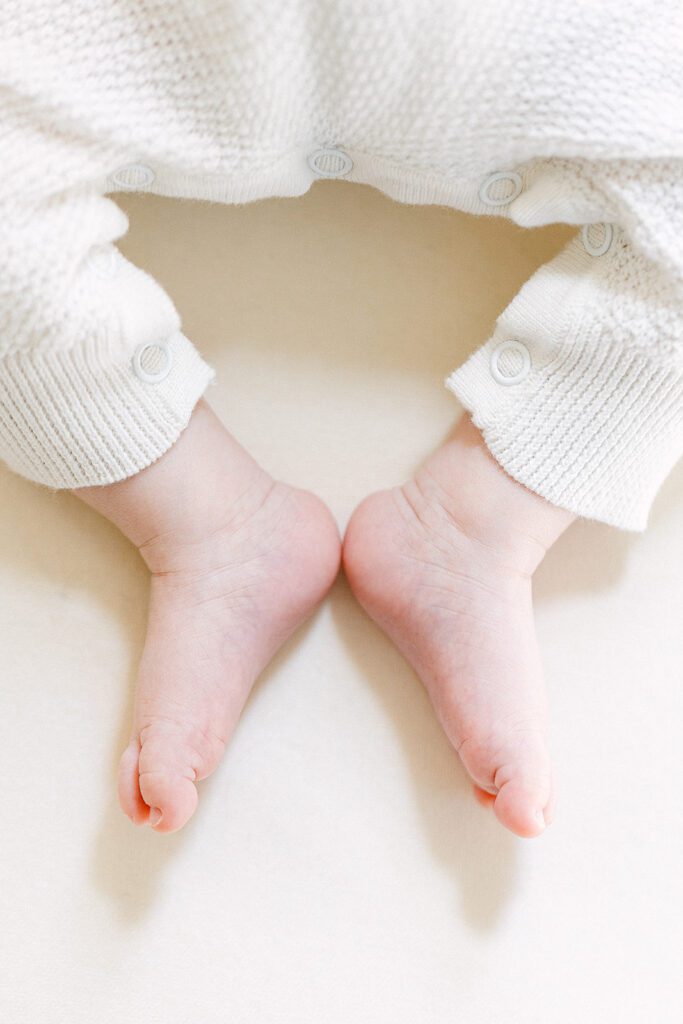 Close-up of baby boys feet. 